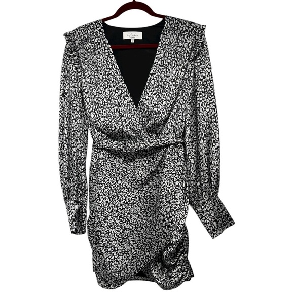 L’Academie Revolve Joyce Abstract Cheetah Long Sleeve Mini Dress Women’s Medium - Picture 5 of 10